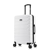 InUSA TREND Luggage with Spinner Wheels | Durable lightweight Hardside Suitcase, Travel bag with Handle and Trolley, 24-Inch Medium Checked luggage | White