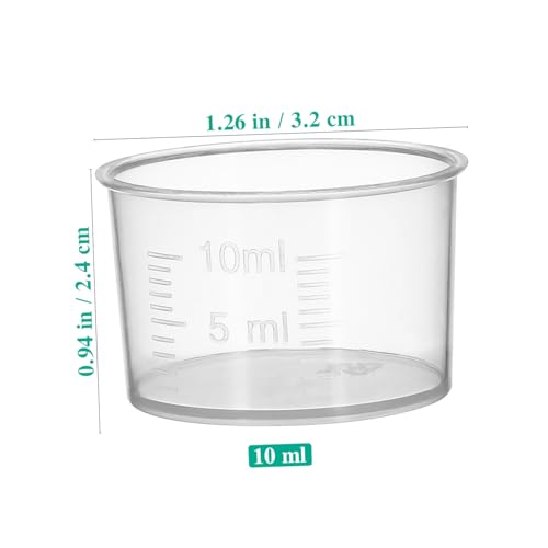 JEWEDECO 100個 使い捨てプラスチック計量カップ 透明 加厚目盛り付き 液体測定用 キッチン 学校実験室対応 再利用可能