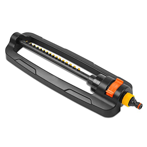 Garden Sprayer Sprinklers for Lawns – Garden Bar with 16 Durable Nozzles – Oscillating Sprinkler with Built-In Cleaning Pin – Large Coverage Area – Ideal for Lawn, Garden. Set by MYPURECORE