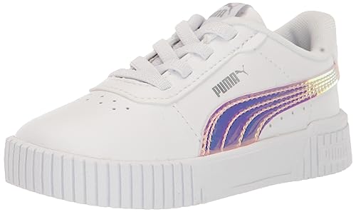 PUMA Shoes Kids Carina 2.0 Holographic Alternate Closure Sneaker, 5 US Unisex Toddler, White Silver
