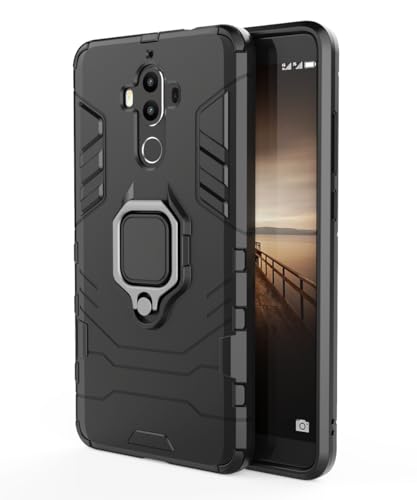 SORAKA Case for Huawei Mate 9 with Ring Holder Soft TPU Slim Fit Case Huawei Mate 9 Case with Metal Plate for Magnetic Car Phone Holder Black