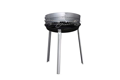 aro Holzkohlegrill, Stahl, Ø 38 cm, höhenverstellbares Grillgitter, Windschutz, silber