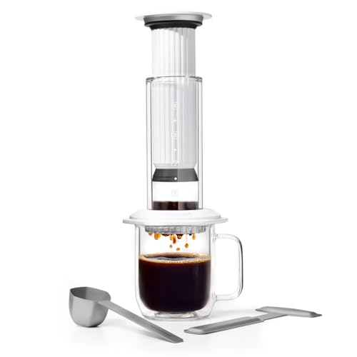 AeroPress Premium Coffee Press Glass Stainless Steel & Aluminum White
