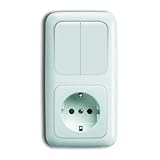 BUSCH-JAEGER Reflex SI Komplett-Sets - Alpinweiß (1x Steckdose, 1x Serienschalter, 1x 2f Rahmen, 1x Wippe-Serie)