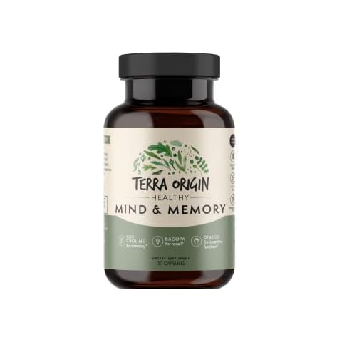 TERRA ORIGIN Healthy Mind & Memory | Cognitive Support | Nootropic Formula: CDP Choline, Bacopa, L-Tyrosine, Huperzine A, Ginko, B12 | 30 Veggie Capsules | Cover