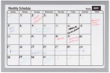 Lavagna Magnetica Bi-Office Settimanale - 60x40cm, Argentata Con Cornice Nera