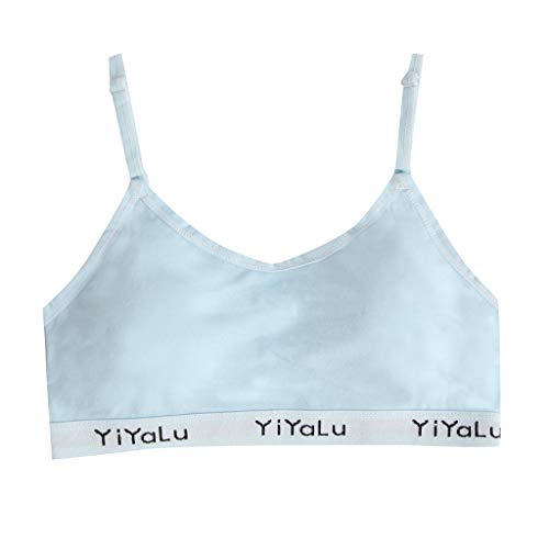 Waymine Kids Girl Bra Vest Underclothes Thin Letter YiYaLu Anti-Light Underwear (Blue)