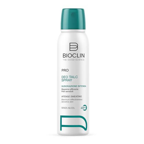 BIOCLIN Deo Pro Talc Spray – 150 ml – Deodorante Senza Alcol Ideale per Sudorazione Intensa e Pelli Sensibili – 48h di Protezione – Piacevole profumazione talcata