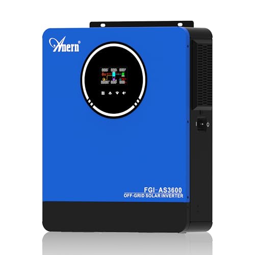 Image of Anern 3600W Solar Inverter 24VDC to 110V/120VAC All in One, Pure Sine Wave Hybrid Inverter with 120A Mppt Charge Controller, Two AC Output, Max PV Power 4200W with Lead Acid and Lithium Batteries