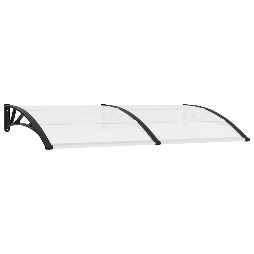 Auvent de porte 200x100 cm noir et transparent en polycarbonate