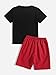 SOLY HUX Boy's Letter Graphic Short Sleeve Tee Shirt and Drawstring Waist Shorts Set 2 Piece Outfit Black and Red 9Y