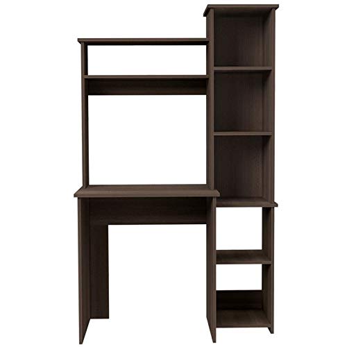 Tuhome Versalles Collection Free Standing Home Office Computer Desk With 2 Top Shelves, Smoky Oak #TOP17