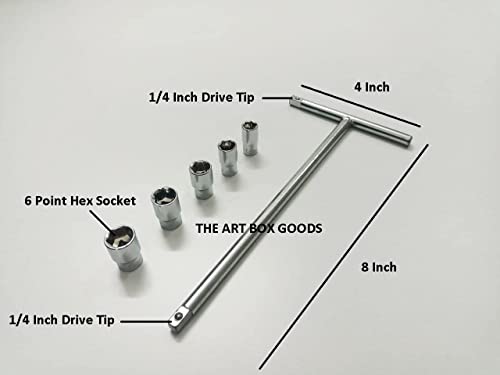 Image of 1 /4 inch T - Handle with 8, 9, 10, 11, 12 mm Sockets and Heavy Duty Internal Straight Circlip Plier Combination Set Anti-Slip & Anti-Corrosion properties (Combo 9)