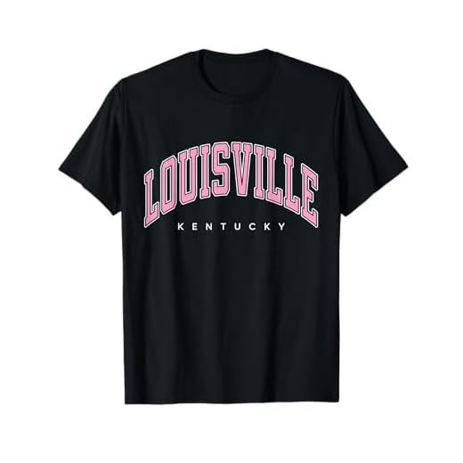 Louisville Kentucky KY Varsity Style Pink Text T-Shirt