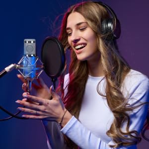 Image of TECHBLAZE BM-800 Professional Condenser Microphone | Easy Plug & Play Studio Mic with Shock Mount Mike for Singing, Podcasting, Karaoke & Voice Recording on PC /Laptop