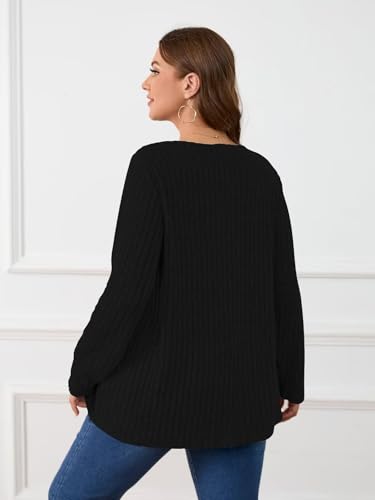 Image of BELAROI Womens Plus Size Sweaters V Neck Fall Tunic Top Pullover Shirts
