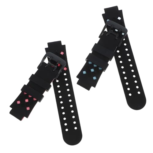 Happyyami 2 piezas Correas de Silicona Duraderas para Reloj de Bandas Compatibles Rosa-negro y Azul-negro con Liberación Rápida de Reemplazo Cómodo y Seguro