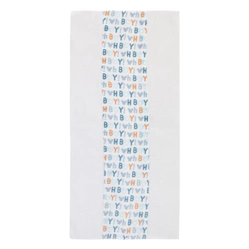 Disney Mickey Mouse Blue, White, and Orange 2Pk 100% Cotton Muslin Burp Cloths3
