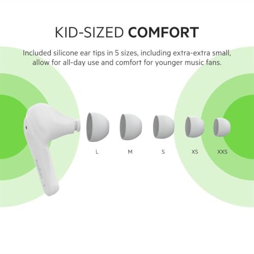 Image of Belkin SOUNDFORM Nano True Wireless Earbuds for Children, Max. 85 dB, Hearing Protection, for Remote Education, IPX5, 24 Hours Playback, for iPhone, Galaxy, Pixel, White, 40 - 65 inches, 120,
