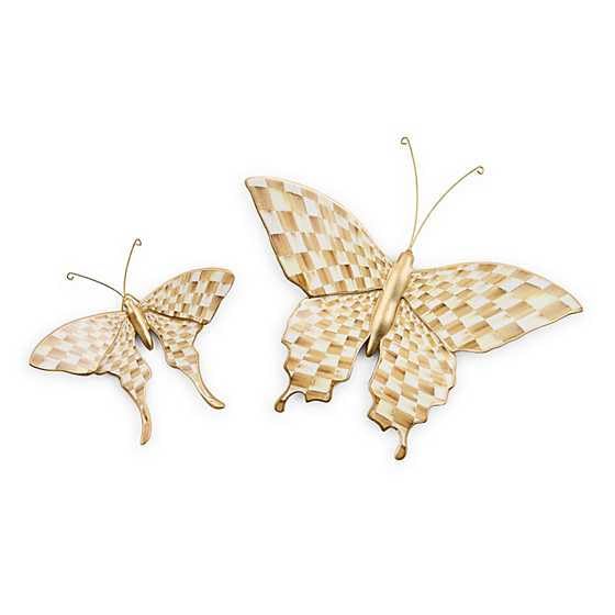 Image of MACKENZIE-CHILDS Butterfly Wall Decor Set, Brown-and-White Mocha