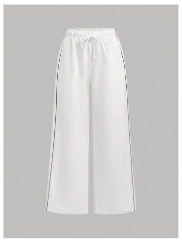 Floerns Girl's Contrast Binding Drawstring Waist Active Baggy Wide Leg Pants4