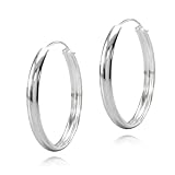 Aros plata mujer de 30mm y 3mm de ancho - Aros de media caña medianos - Estos pendientes mujer plata se envían en una cajita Hand Made ideales para regalo
