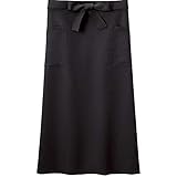 エプロン ロング ソムリエ カフェ 腰巻き シンプル 無地 撥水ノンアイロン シワになりにくい 男女共用 (ブラック)