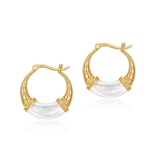 Boucles d'oreilles femmes argent sterling 925 coquillage blanc 12x6mm