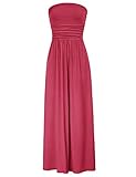 Women's Elegant Maxi Long Dress Bandeau Dress Empire Waist Size L Watermelon Red