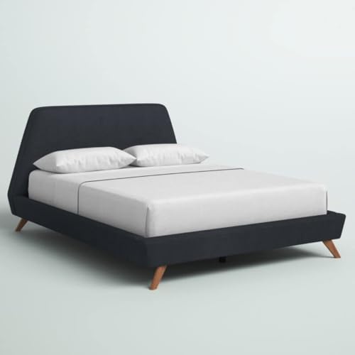 Image of Upholstered Beds | Bed Queen Size | Bed for Bedroom, Living Room | Wooden Bed Queen Size | Bed Without Storage | Mattress not Included | Fabric Color:- Dark Grey