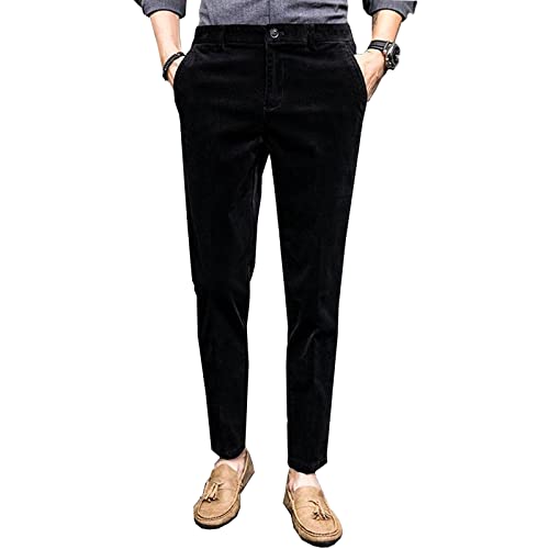 Men's Corduroy Dress Pants Regular Fit Separate Suit Pants for Men Ankle Length