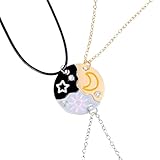 Teaaha 3 Pcs Best Friend Necklace Set for 3, Sun Moon Star Matching Necklaces for Best Friends, Friendship Jewelry Gifts for Women, Sisters, and Special Occasions