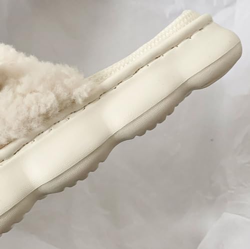 Cute Lamb Slippers Soft Linen Slippers Animal Sheep Summer Cotton Linen Couple's Home Shoes Indoor and Outdoor Open Toe Non-Slip Mute Slippers(8-8.5(240mm), White)4
