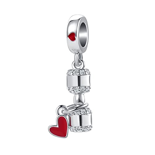 Image of Love Sports Charm Dumbbell Fitness Gym Workout Fir Life Bead Charms for Bracelet and Necklace