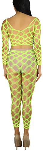 Image of ToBeInStyle Women's Spandex Multi Net Fishnet Set Rave Novelty Party Crop Top & Tights