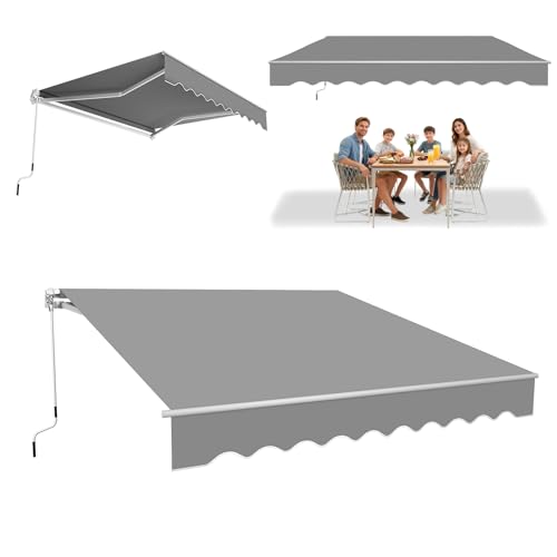 ACXIN Store banne en aluminium de 3 m x 2,5 m - Protection solaire - À bras articulés - Protection UV - Manivelle facile - Toit de terrasse - Gris clair