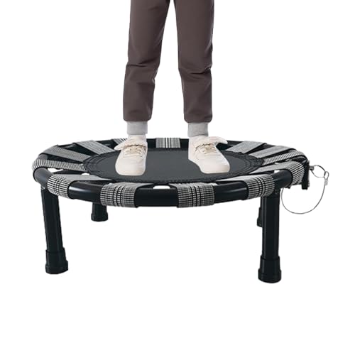 Rundes Trampolin | ROUONDER Tragbares, faltbares Sprunggerät – sicheres Fitnessgerät für Heimtraining, Indoor- und Outdoor-Übungen, Kinder und Erwachsene