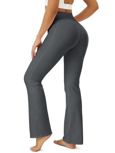 Image of FOHOFO Yoga Pants Women, Flare Leggings for Women with Pockets Crossover High Waisted Bootcut Yoga Pants