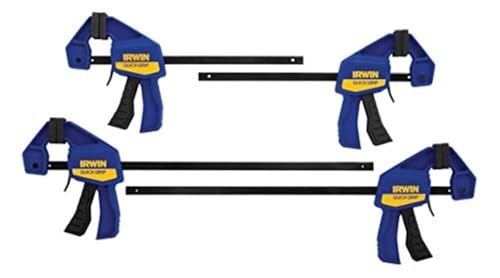 IRWIN QUICK-GRIP Bar Clamp, One-Handed, Mini, 6-Inch (2), 12-Inch (2), 4-Pack (1964748) Blue, Yellow