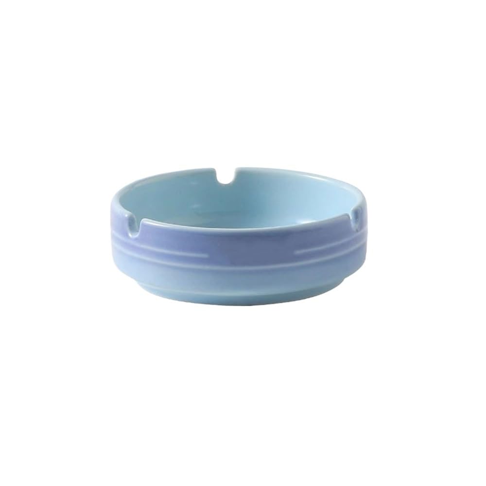 Indoor Decorative Round Ceramic Ashtray Desktop Indoor Or Outdoor for Homes Offices Restaurants Balcony Gardens Hotels for Desktop(Blue)