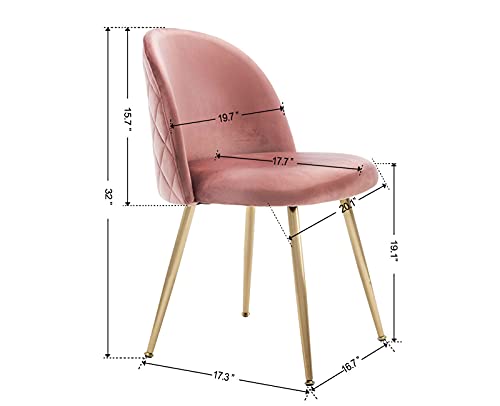 Zhenghao Velvet Accent Chairs For Living Room Set Of 2 Tufted Upholstered Chairs Wingback Vanity Chairs With Gold Legs Modern Mid Century Chair For Bedroom Dining Room Kitchen Patio (Pink) #TOP5