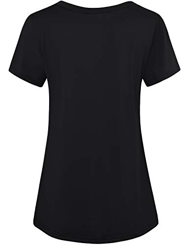 Image of Kimmery Workout Tops for Women Short Sleeve Shirts for Women Quick Dry Line Decor Yoga Tops