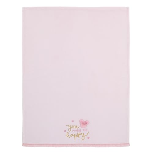 Image of Disney Minnie Mouse My Happy Place Baby Blanket - Super Soft Plush Appliqued Throw 30 x 40 Inch, Cozy Infant Stroller Travel Blanket for Girls