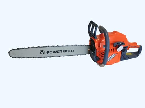 Image of CHAINSAW Premium Titanium Chain, Guide Bar & Carburetor | Woodcutting Saw for Farm, Garden & Ranch with Tool Kit (ORANGE BODY)