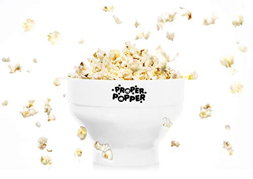 Image of The Original Proper Popper Microwave Popcorn Popper, Silicone Popcorn Maker, Collapsible Bowl BPA Free & Dishwasher Safe - (White)