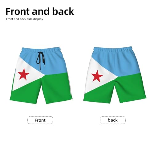 Flag of Djibouti Youth Beach Pants, Soft and Breathable, with Drawstring Waist, Suitable for Sports and Leisure.2