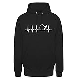 Spreadshirt Herzschlag Angeln EKG Linie Angler Puls Unisex Hoodie, L, Schwarz