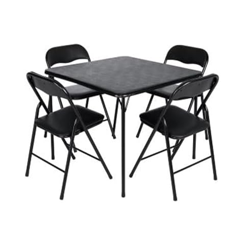 Peakform 5 Piece Folding Vinyl Tables and Chairs with Easy Cleaning and Storage for Home Use, Indoor Spaces, and Office, Black Cover
