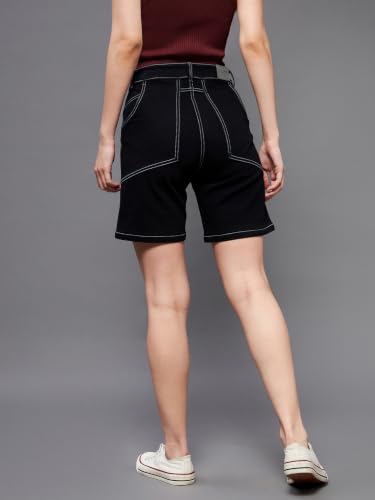 Image of Miss Chase Women's Relaxed Fit Mid Rise Highly Distressed Regular-Length Denim Shorts