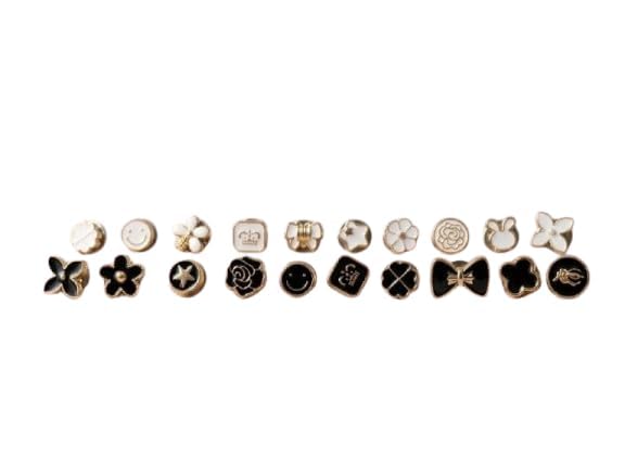 zunbella Brooch Pins, 20 Pcs, Black and White with Engraved Gold Details, Zinc Alloy, Lapel Badges for Cardigans, Jackets, Backpacks, Decorative Jewellery Gift-picture-4